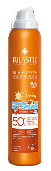 RILASTIL SUN SYSTEM BABY PPT SPF 50+ TRANSPARENT SPRAY WET SKIN 200 ML - latuafarmacia.org