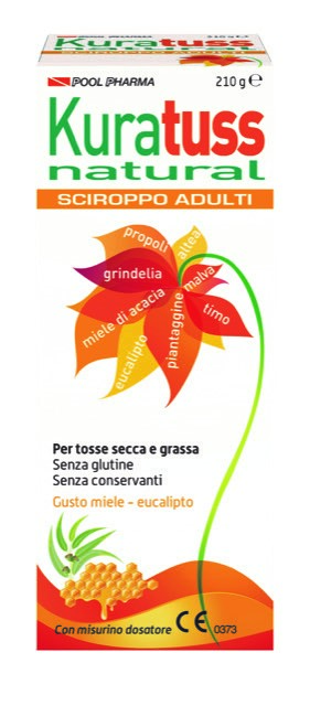 KURATUSS NATURAL SCIROPPO ADULTI PER TOSSE SECCA E GRASSA CON MISURINO DOSATORE GUSTO MIELE EUCALIPTO 210 G - latuafarmacia.org