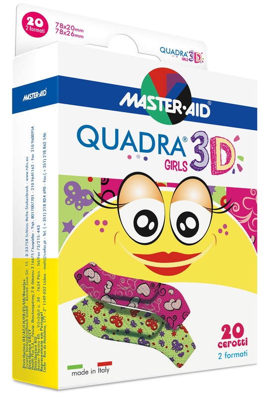 CEROTTO MASTER-AID QUADRA 3D GIRLS 20 PEZZI ASSORTITI - latuafarmacia.org