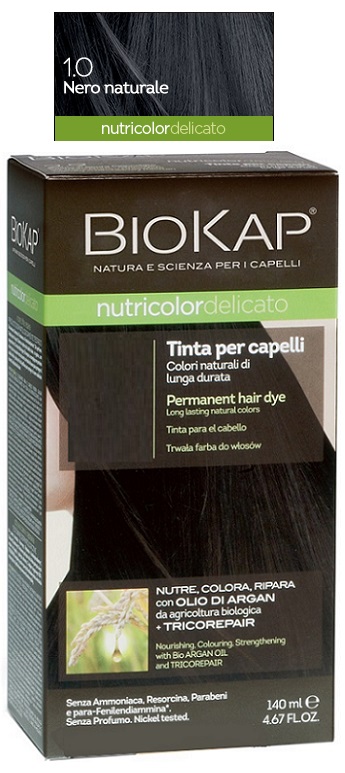 BIOKAP NUTRICOLOR DELICATO 1,0 NERO NATURALE TINTA TUBO + FLACONE - latuafarmacia.org