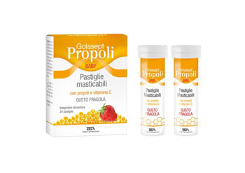 GOLASEPT PROPOLI BABY 24 COMPRESSE MASTICABILI FRAGOLA - latuafarmacia.org
