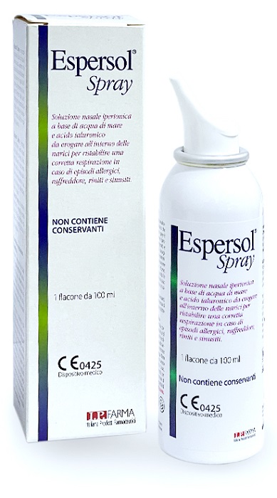SOLUZIONE NASALE ESPERSOL SPRAY IPERTONICA A BASE DI ACQUA DI MARE E ACIDO IALURONICO 0,02% 100ML - latuafarmacia.org