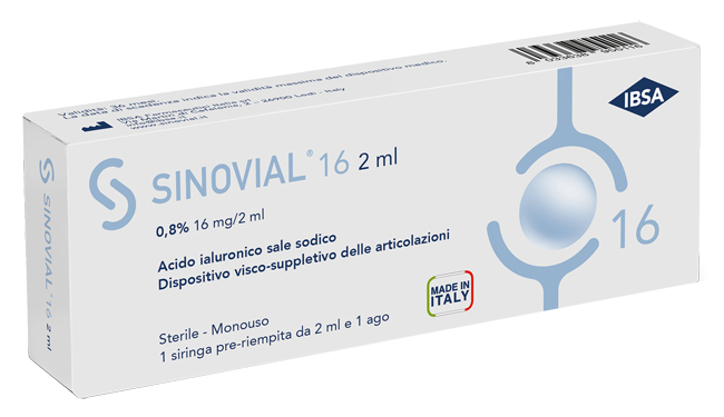 SIRINGA INTRA-ARTICOLARE SINOVIAL 16 ACIDO IALURONICO SALE SODICO 0,8% 16MG/2ML 2ML + AGO 21 GAUGE - latuafarmacia.org