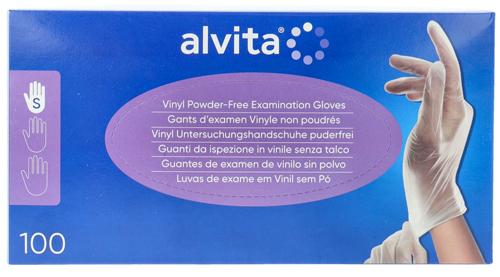 GUANTI DA ISPEZIONE ALVITA IN VINILE SENZA TALCO S 100 PEZZI - latuafarmacia.org