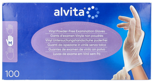 GUANTI DA ISPEZIONE ALVITA IN VINILE SENZA TALCO M 100 PEZZI - latuafarmacia.org