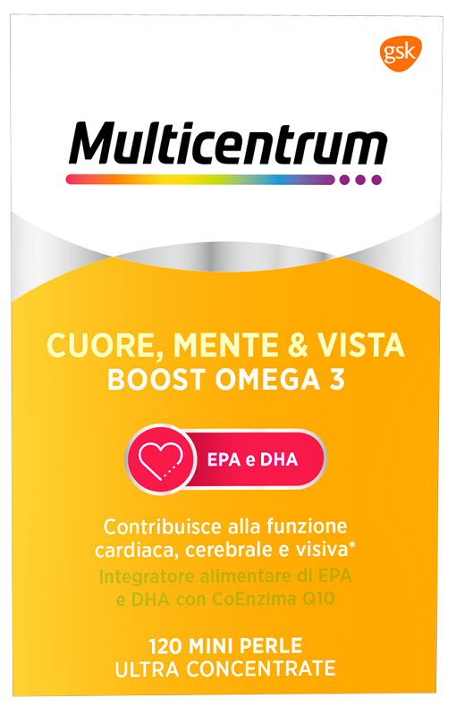 MULTICENTRUM CUORE MENTE E VISTA BOOST OMEGA 3 120 MINI PERLE - latuafarmacia.org