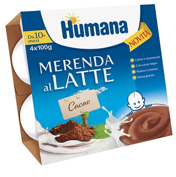 HUMANA MERENDA AL LATTE GUSTO CIOCCOLATO 100 G 4 PEZZI - latuafarmacia.org