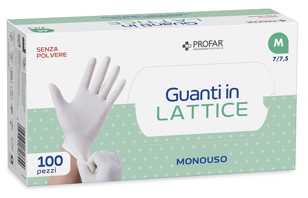 PROFAR GUANTO IN LATTICE SENZA POLVERE M 100 PEZZI - latuafarmacia.org