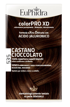 EUPHIDRA COLORPRO XD 535 CASTANO CIOCCOLATO GEL COLORANTE CAPELLI IN FLACONE + ATTIVANTE + BALSAMO + GUANTI - latuafarmacia.org