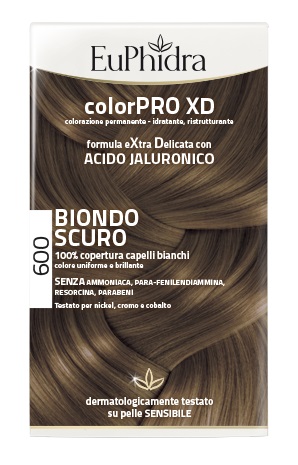 EUPHIDRA COLORPRO XD 600 BIONDO SCURO GEL COLORANTE CAPELLI IN FLACONE + ATTIVANTE + BALSAMO + GUANTI - latuafarmacia.org