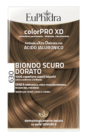 EUPHIDRA COLORPRO XD 630 BIONDO SCURO DORATO GEL COLORANTE CAPELLI IN FLACONE + ATTIVANTE + BALSAMO + GUANTI - latuafarmacia.org