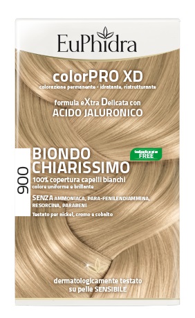 EUPHIDRA COLORPRO XD 900 BIONDO CHIARISSIMO GEL COLORANTE CAPELLI IN FLACONE + ATTIVANTE + BALSAMO + GUANTI - latuafarmacia.org