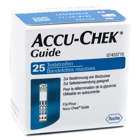 STRISCE MISURAZIONE GLICEMIA ACCU-CHEK GUIDE 25 PEZZI CONFEZIONE RETAIL - latuafarmacia.org