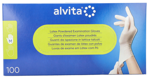 GUANTI DA ISPEZIONE ALVITA IN LATTICE TALCATI M 100 PEZZI - latuafarmacia.org