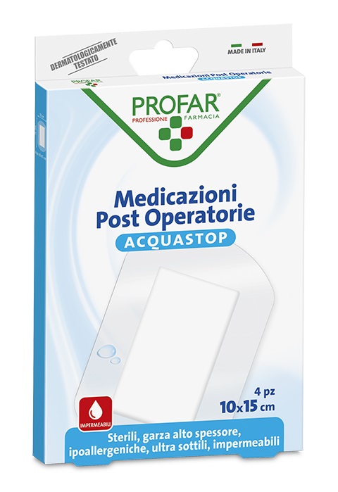 ACQUASTOP MEDICAZIONE POST OPERATORIA 10X15 CM PROFAR MED 4 PEZZI - latuafarmacia.org