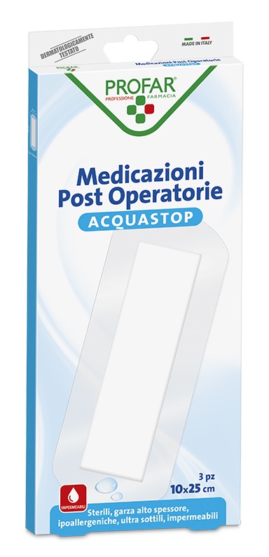 ACQUASTOP MEDICAZIONE POST OPERATORIA PROFAR MED 10X25 CM 3 PEZZI - latuafarmacia.org