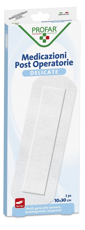 MEDICAZIONE POST OPERATORIA STERILE GARZA ANTIADERENTE 10X30 CM 3 PEZZI PROFAR - latuafarmacia.org