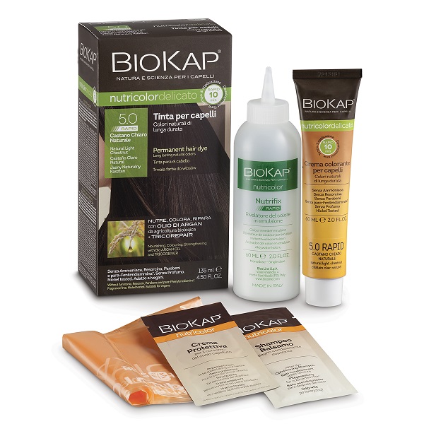 BIOS LINE  BIOKAP NUTRICOLOR DELICATO RAPID TINTA 5,0 CASTANO CHIARO NATURALE 135 ML - latuafarmacia.org