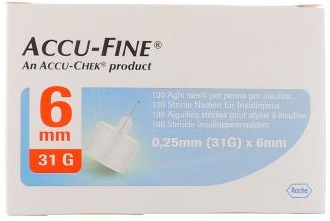 AGO PER PENNA DA INSULINA ACCU-FINE PEN NEEDLE ACCU-CHEK GAUGE 31 X 6MM 100 PEZZI - latuafarmacia.org