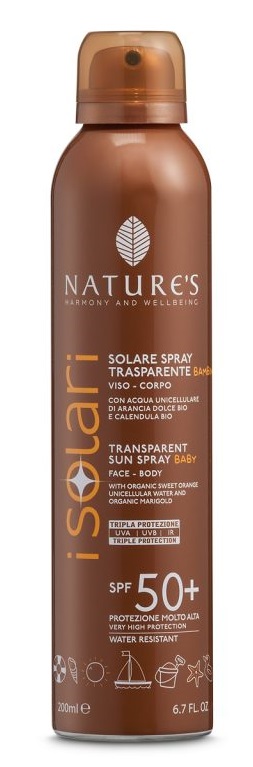 NATURE'S I SOLARI SPRAY TRASPARENTE BAMBINI SPF50+ 200 ML - latuafarmacia.org