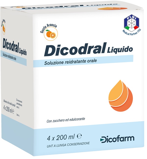 DICODRAL LIQUIDO SOLUZIONE REIDRATANTE ORALE 4 X 200 ML - latuafarmacia.org