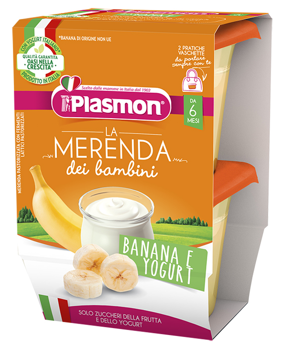 PLASMON LA MERENDA DEI BAMBINI SAPORI DI NATURA BANANA YOGURT ASETTICO 2 X 120 G - latuafarmacia.org