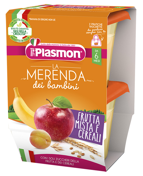 PLASMON LA MERENDA DEI BAMBINI MERENDE FRUTTA CEREALI ASETTICO 2 X 120 G - latuafarmacia.org