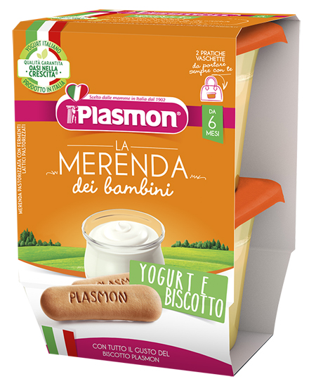 PLASMON LA MERENDA DEI BAMBINI SAPORE DI NATURA YOGURT BISCOTTO ASETTICO 2 X 120 G - latuafarmacia.org