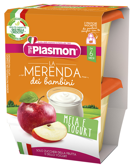 PLASMON LA MERENDA DEI BAMBINI SAPORI DI NATURA MELA YOGURT ASETTICO 2 X 120 G - latuafarmacia.org