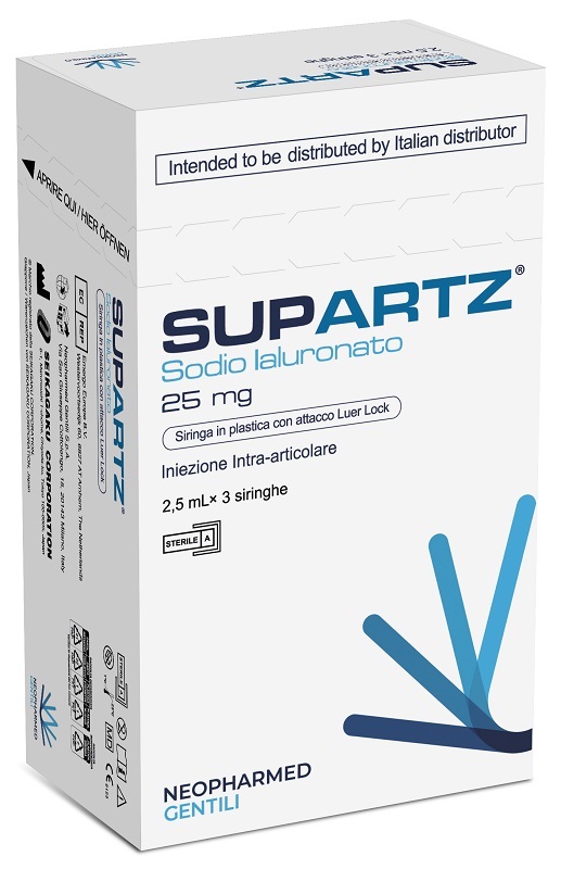 SIRINGA PRERIEMPITA INTRA-ARTICOLARE SUPARTZ ACIDO IALURONICO 25 MG 2,5 ML 3 PEZZI - latuafarmacia.org