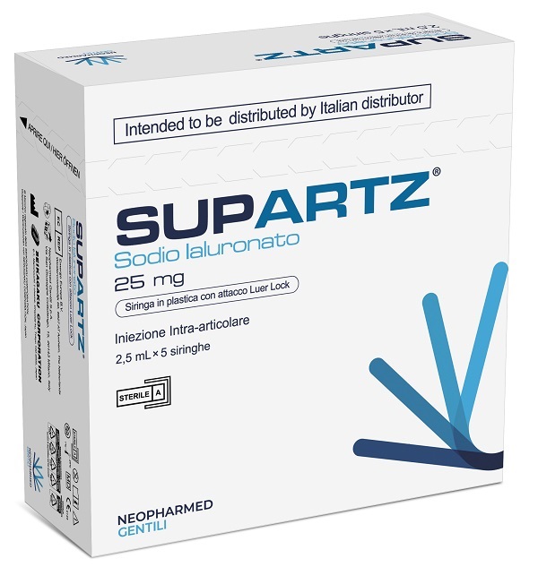 SIRINGA PRERIEMPITA INTRA-ARTICOLARE SUPARTZ ACIDO IALURONICO 25 MG 2,5 ML 5 PEZZI - latuafarmacia.org