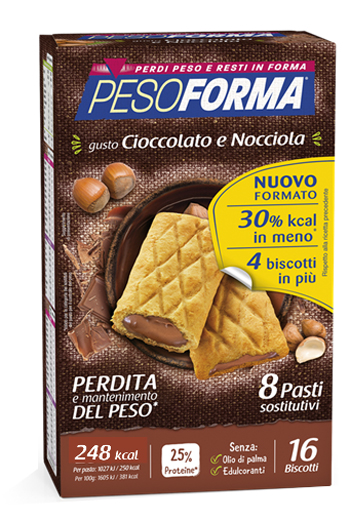 PESOFORMA BISCOTTO CIOCCOLATO NOCCIOLA 16 PEZZI 33 G - latuafarmacia.org