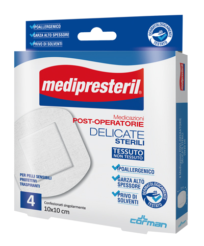 MEDICAZIONE POST OPERATORIA MEDIPRESTERIL DELICATA TNT 10X10CM 5 PEZZI - latuafarmacia.org