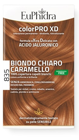 EUPHIDRA COLORPRO GEL COLORANTE CAPELLI XD 835 CARAMELLO 50 ML + ATTIVANTE + BALSAMO + GUANTI - latuafarmacia.org