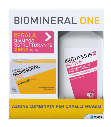 BIOMINERAL ONE LACTOCAPIL 30 COMPRESSE + BIOTHYMUS SHAMPOO DONNA RISTRUTTURANTE 150 ML - latuafarmacia.org