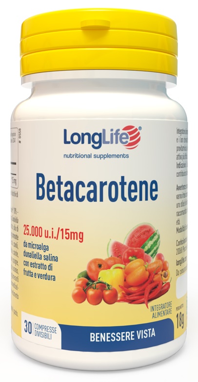 LONGLIFE BETACAROTENE 25000 UI 30 COMPRESSE - latuafarmacia.org
