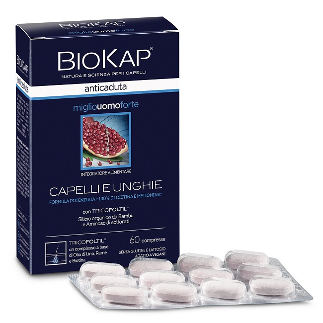 BIOKAP ANTICADUTA MIGLIO UOMO FORTE CON TRICOFOLTIL 60 COMPRESSE - latuafarmacia.org