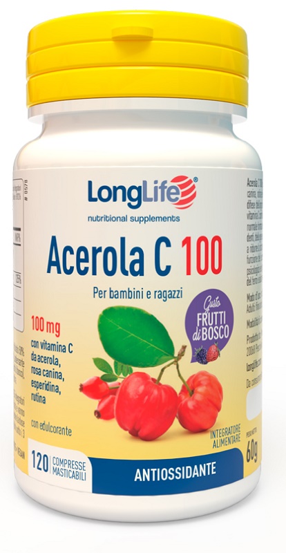 LONGLIFE ACEROLA C100 FRUTTI DI BOSCO 120 COMPRESSE MASTICABILI - latuafarmacia.org