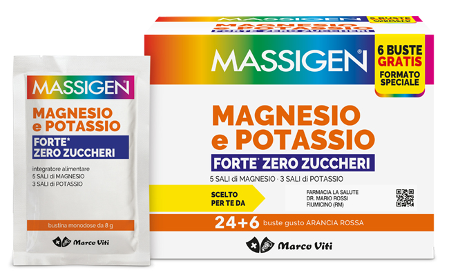 MASSIGEN MAGNESIO POTASSIO FORTE ZERO ZUCCHERO 24 BUSTINE + 6 BUSTINE - latuafarmacia.org