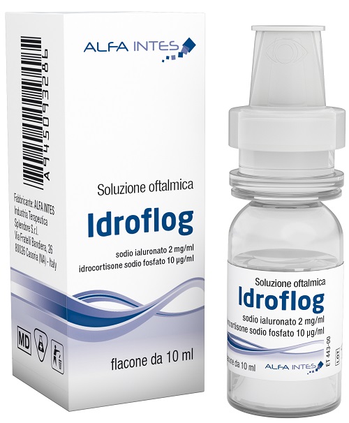 SOLUZIONE OFTALMICA IDROFLOG ACIDO IALURONATO 2 MG/ML E IDROCORTISONE SODIO FOSFATO 10 MCG/ML 10 ML - latuafarmacia.org