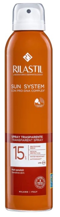 RILASTIL SUN SYSTEM TRANSPARENT SPRAY SPF15 200 ML - latuafarmacia.org