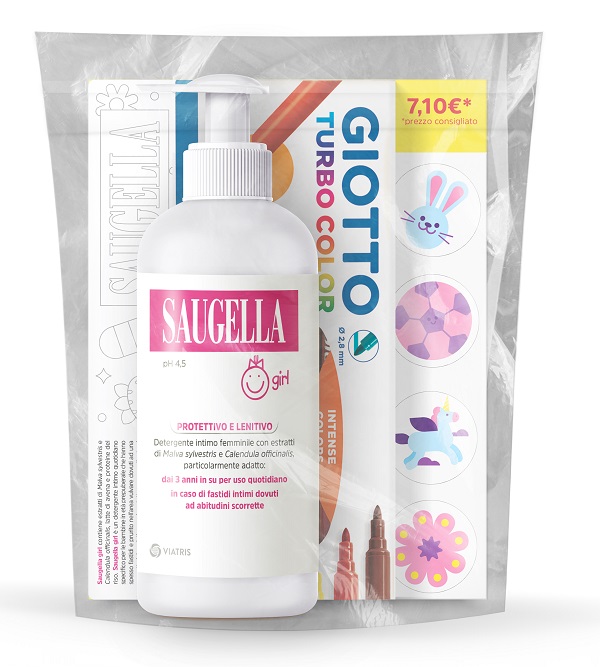 SAUGELLA BUNDLE GIRL DETERGENTE INTIMO PROTETTIVO E LENITIVO PH 4,5 200 ML + GIOTTO TURBO COLOR - latuafarmacia.org