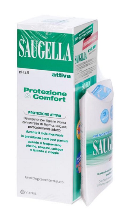 SAUGELLA PROTEZIONE&COMFORT BUNDLE 1 ATTIVA 250 ML + 3 ASSORBENTI INTERNI REGULAR IN OMAGGIO + GADGET STICKERS MOTIVAZIONALI - latuafarmacia.org