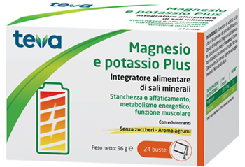 MAGNESIO POTASSIO PLUS TEVA 24 BUSTINE SENZA ZUCCHERI AROMA AGRUMI - latuafarmacia.org