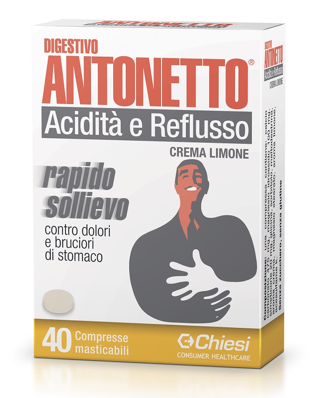 DIGESTIVO ANTONETTO ACIDITA' E REFLUSSO CREMA AL LIMONE 40 COMPRESSE MASTICABILI - latuafarmacia.org