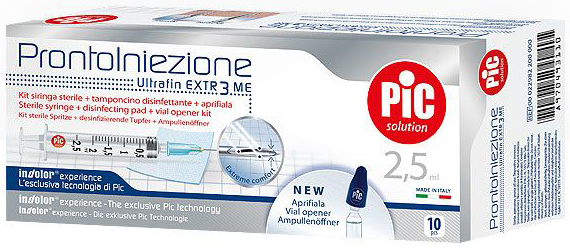 SIRINGA PIC SOLUTION PRONTO INIEZIONE 2,5 ML AGO GAUGE 23 1 1/4 10 PEZZI - latuafarmacia.org