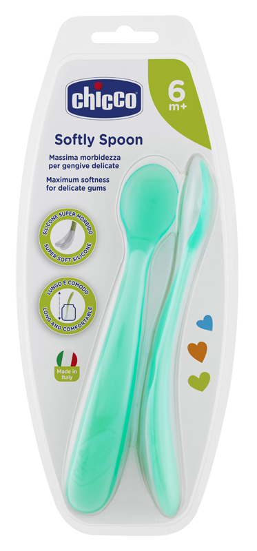 CHICCO CUCCHIAIO SILICONE MASCHILE BI PACK 6M+ - latuafarmacia.org