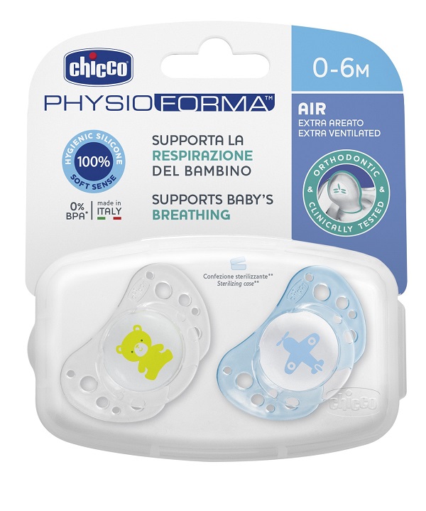 CHICCO SUCCHICCO AIR BOY SILICONE 0-6 MESI 2 PEZZI - latuafarmacia.org