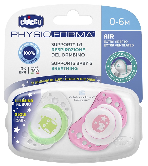 CHICCO SUCCHICCO AIR LUM SILICONE 0-6 MESI 2 PEZZI - latuafarmacia.org