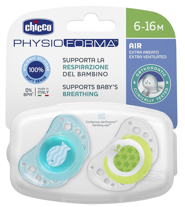 CHICCO SUCCHIETTO AIR BOY IN SILICONE 6-16 MESI 2 PEZZI - latuafarmacia.org
